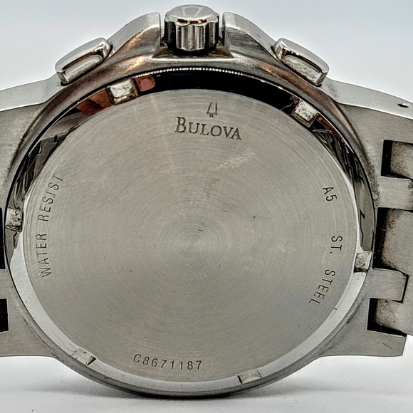 Bulova Marine Star Chronograph Date Black Dial Stainless Steel Men's Watch 96G51 - Picture 5 of 8